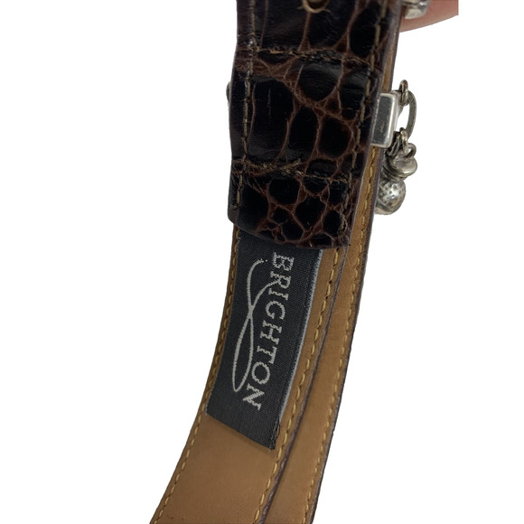 Brighton Belt Womens Medium 30 Dark Brown Leather Golf Silvertone Buckle C3008 - Picture 2 of 13